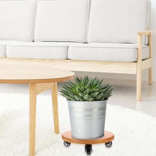 Support à roulettes pour pots de fleurs bois massif 28 cm avec drainage amélioré