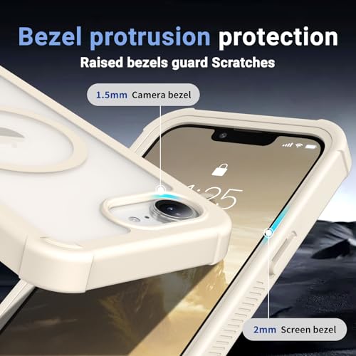 jaroco Magnetic for iPhone 17e Case& iPhone 16e Case,[Compatible with MagSafe][Military Grade Drop Protection][Heavy Duty Protection][Non-Slip][Shockproof]2-Layer Bumper Phone Case 6.1''-Antique White by jaroco - Image 5
