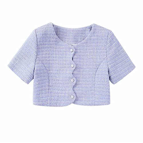 Manteau court femme boutonné en maille texturée lavande L