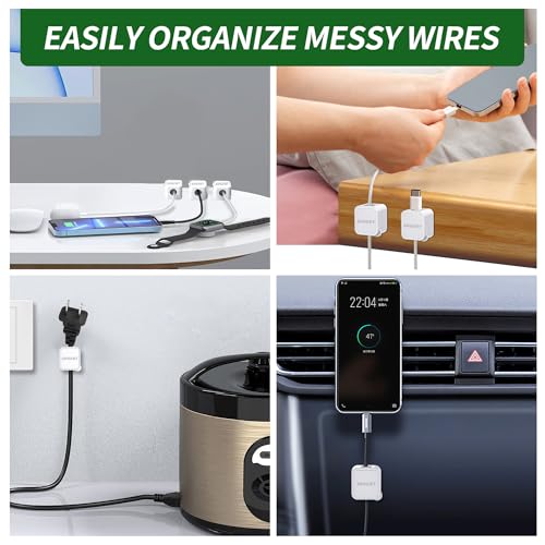 Magnetic Cable Clips, 12 Pack Self Adhesive Cord Holder, Ideal Cable Magnetic Cord Organizer Wire Keeper for Desk, Nightstand, Phone Charger Cable, Computer, Home, Office-White by SDGDRT - Image 8