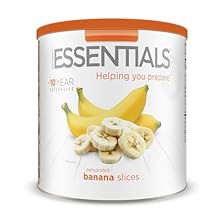 Emergency Essentials, Dehydrated Banana Slices, Emergency Food Supplies, 10-Year Shelf Life, 24 Servings