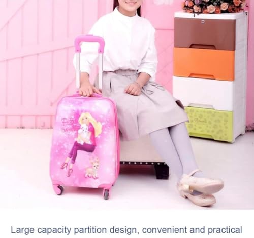 Image of ADSON Abs Kids Trolley 360 Rotating Luggage 360 Degree Wheels Princess Non-Breakable 20 Inch Kids Hardsided Suitcase with 4 Wheels, 360 Degree Wheel Travel Trolley Bag (Light Pink Princess)