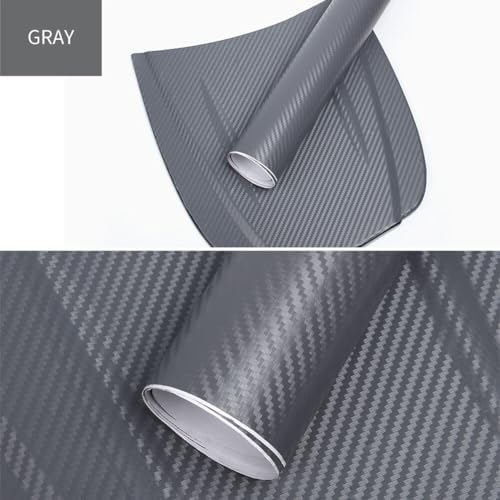 LZLRUN 3D Gray Carbon Fiber Vinyl Wrap Roll with Air Release Bubble Free Adhesive Film - Come with Knife + Hand Tool 1FT x 5FT
