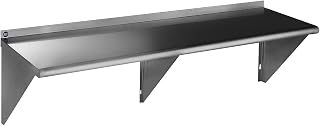 ROCKPOINT Stainless Steel Shelf 18 x 72 Inches 500lb, NSF Metal Commercial Shelves Wall Mount Floating Shelving with Backsplash for Restaurant, Kitchen, Home and Hotel, Silver