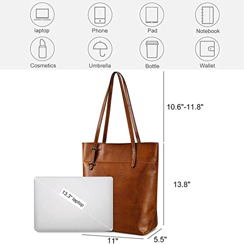 Bolso Tote Vintage de Cuero Genuino S-ZONE miniatura 4