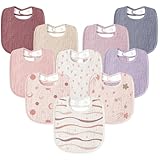 Susurration Muslin Baby Drool Bibs 10Pack Soft Square Adjustable Bandana Bibs for Unisex Baby Girls & Boys (Pink Nebula)