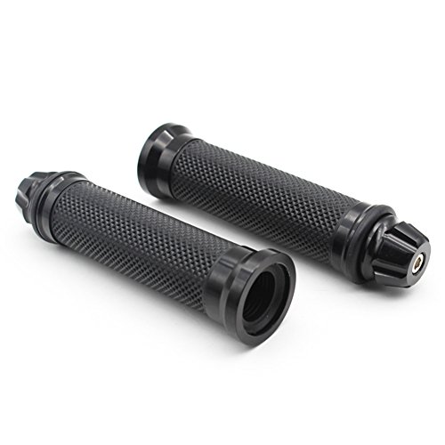Nuoxinus Motorcycle Hand Grips With Bar End Cap, Racing Cnc Aluminum & Soft Rubber Handlebar Universal For 7/8"(22Mm) Handle Bar (Black) #TOP2