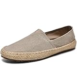CASMAG Men's Fashion Casual Cloth Shoes Canvas Slip-on Loafers Espadrille Leisure Walking Sneakers Moccasins Boat Shoes Khaki 13