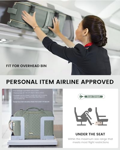 LOVEVOOK Carry on Backpack, 30L Travel Backpack for Women Airline Approved,Luggage Business Weekender Overnight Daypack as Personal Item fit for 15.6 inch Laptop,Gray Green3