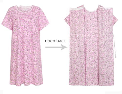 AVIIER 100% Cotton Hospital Gowns for Women Open Back Adaptive Clothing Nightgown Post Shoulder Surgery Patient Gown4