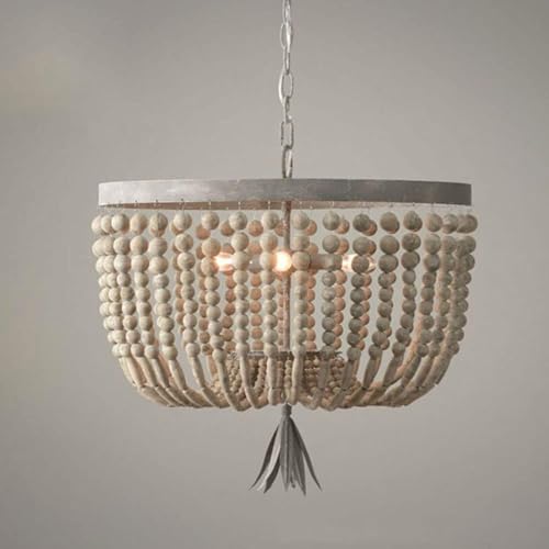 Plafonnier salle à manger moderne : lustre en perles de bois et luminaires d'intérieur