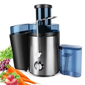 Entsafter für Obst und Gemüse in Edelstahl, Elektrische Saftpresse, Extraktor Max Power 1000W Zentrifugaler 65 MM Einfüllöffnung und 2 Geschwindigkeiten, Anti-Tropf-Funktion und Überhitzungsschutz