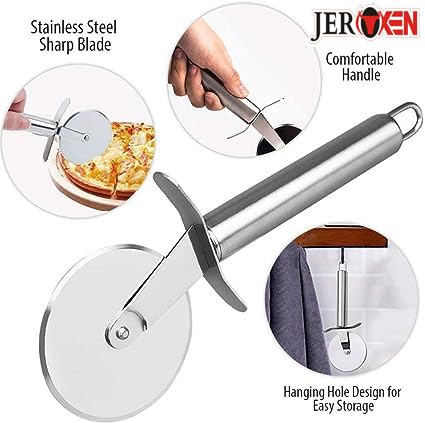 Image of Brand Stainless Steel Handle Pizza Cutter - Sharp and Durable Kitchen Essentia Sandwich & Pastry Cake Cycle Cutter, Sharp, Wheel Type Cutter, Pack of 1 (Stainless Steel, 1)
