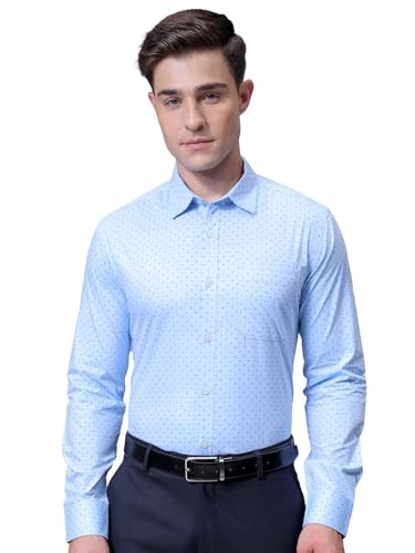 Image of The Indian Garage Co Men Slim Fit Ditsy Printed Full Sleeves Cutaway Collar Formal Shirt