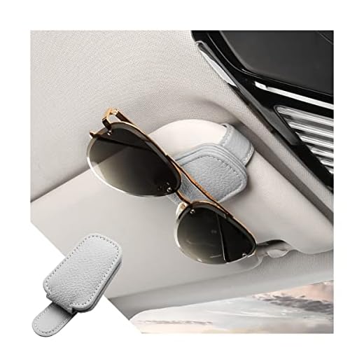 CGEAMDY Soporte de Gafas Sol para Coche, Clip de Gafas de Visera de Coche Universal, Portagafas Colgar de Cuero y Magnético, Clip de Tarjeta de Entrada Montaje de Anteojos para Visera (Gris)