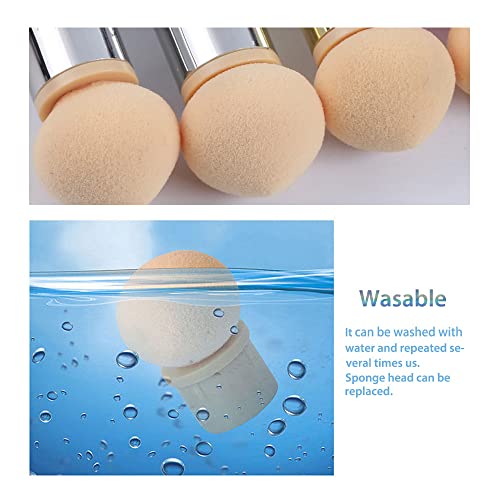 Jerclity 1 Piece Double Head Sponge Nail Brush Ombre Nail Brush For Gel Nails Gradient Pen Pink Rhinestone Handle Acrylic Nail Painting Brush With 16 Pieces Replacement Head For Nail Design #TOP4