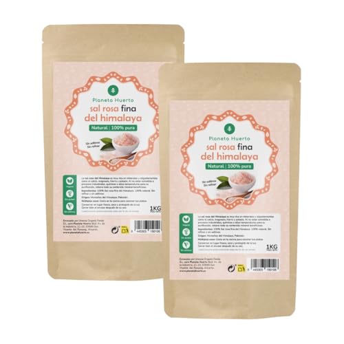 Planeta Huerto | Sal Rosa del Himalaya Fina Ecológica 2 kg 100% Natural | Potenciador de Sabor Bio de Sabor Suave Para Recetas de Cocina Saludable Rica en Minerales y Oligoelementos