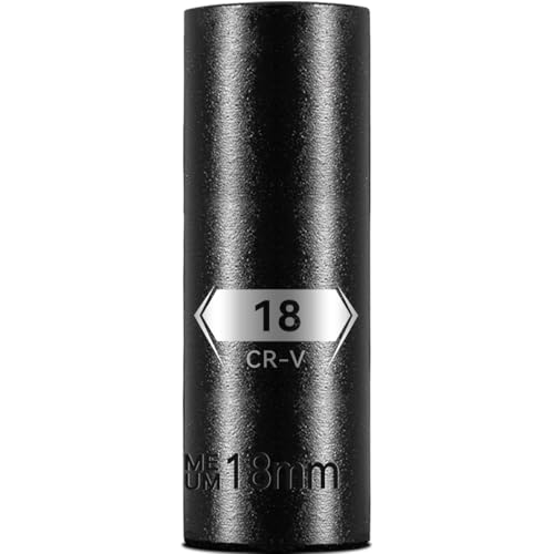 Image of BLACKROBOT 1 /2 Inch Drive 6-Point Deep Socket, 18mm Deep Impact Socket, CR-V Steel
