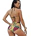 Bikini,Fashion Women's Vintage Printed Lace Up Halter Padding Swimsuit(Yellow,M)