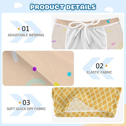Boys Swim Trunks Quick Dry Bathing Suit Ice Cream Melts Skin Toddler Swim Shorts Boardshorts Swimwear 3-103