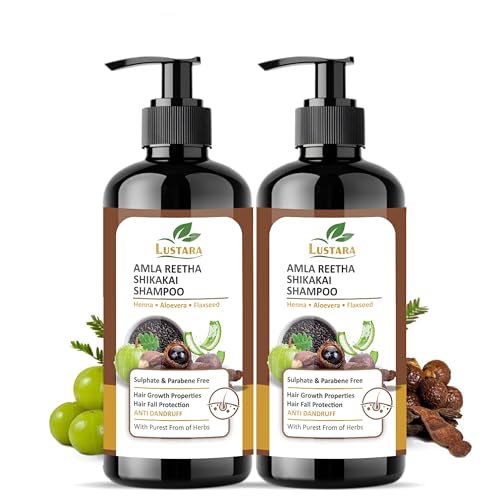 Image of Natural Amla Reetha Shikakai Hair Growth Shampoo | Herbal Shampoo For Hair Fall Control & Dandruff Care | Sulphate & Paraben Free | All Hair Types | Unisex (Each = 250 ML)(Pack 2)