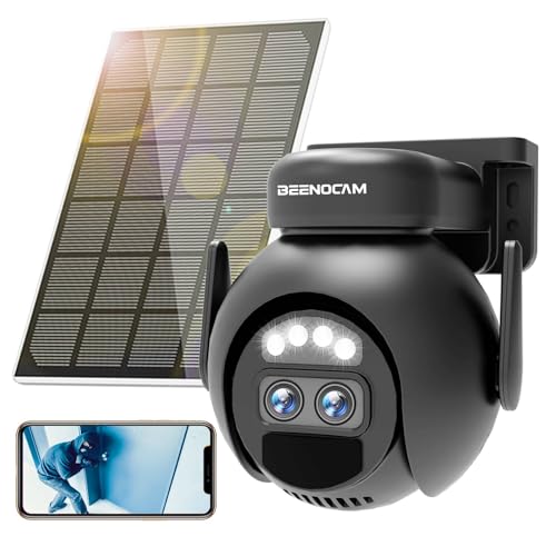 BEENOCAM 2K Security Camera Wireless Outdoor, 360°PTZ 6X Zoom Solar Camera Outdoor Wireless with PIR Detection, Full-color Nignt Vision, Smart Alarm, 2.4GHz WiFi, 2-Way Audio, SD/Cloud Storage, IP66