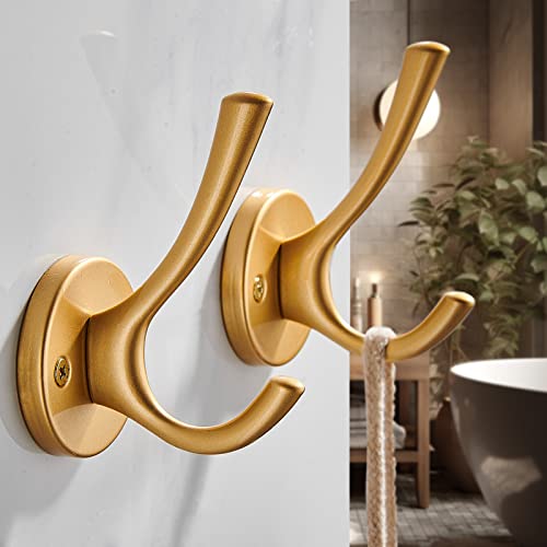 TECI Coat Hook - All-Metal with Gold Brush Finish - Ideal Hanging for Robes, Towels, Bag,Backpack, and Hat Storage - Wall Mounting for Closet, Mudroom and Bathroom (4 Pack),TC007J-4 - Image 4