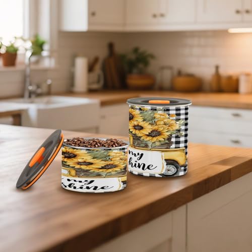 Envase para café amarillo con girasoles 900 ml acero inoxidable miniatura 6