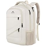 MATEIN Laptop Backpack Women Large Capacity, TSA Travel Backpack with Luggage Strap & Anti Theft Pocket, Water Resistant Teacher College Bookbag Fits 17 Inch Computer, Stylish Beige Work Daypack