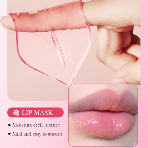 YMEYFAN 10 Pair Under Eye Mask & 10 Pair Lip Mask Skincare Set, Rose Pink Lip Patches & Under Eye Patches for Puffy Eyes, Dark Circles, Dry Lips Lines, Deep Hydrating Moisturizing, Women