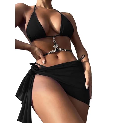Maillot de bain avec jupes pour femme ensemble confort 3 pièces ajustable pour masquer les rondeurs
