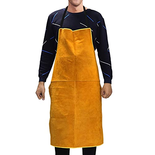 Image of Leather Welding Apron for Men 39.37"25.59" Heat & Flame-Resistant, Breathable Back, Pure Cowhide Heavy Duty, Wear Resistant, Unisex Work Apron