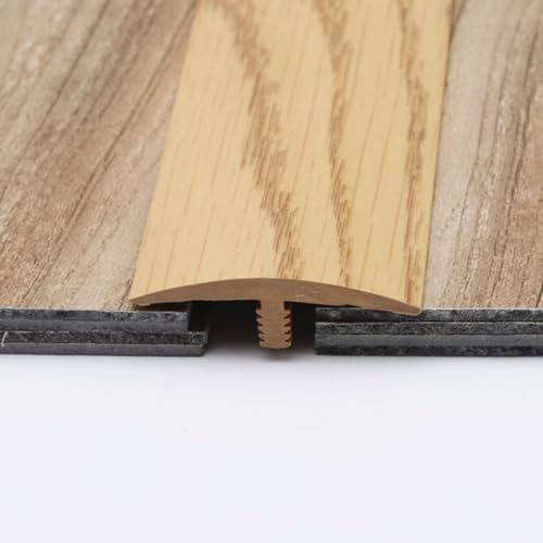 PVC T Molding Floor Transition Strip - Flat Divider for Tile to Laminate, Vinyl, Carpet - Connect Doorways & Fill Gaps - Durable Maple Finish