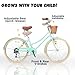 Glerc 26 Inch Beach Cruiser Bike, 6-Speed Hybrid City Bicycle for Girls Youth and Over 6 Years Old, Missy Bike with Wicker Basket & Lightweight, Mint