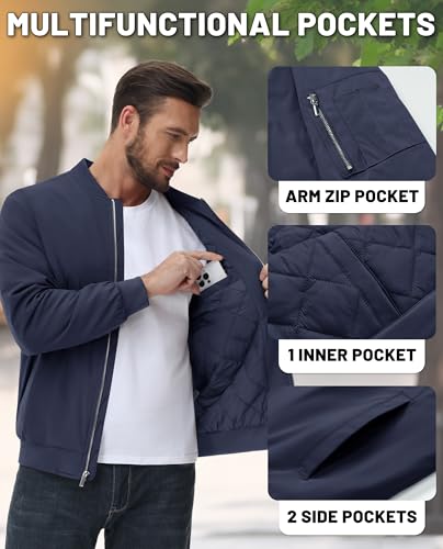 EKLENTSON Men's Bomber Jackets Fleece Lined Winter Flight Jacket Water Resistant Windproof Windbreaker Zip Up4