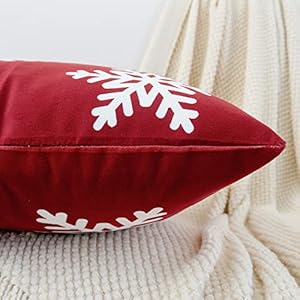HWY 50 Red Decorative Throw Pillow Covers 16x16 Inch for Couch Sofa Living Room Bed, Soft Square Throw Pillows Cases Set Cushion Cover with Christmas Snowflakes Print Pack of 2 HWY 50 Red Decorative Throw Pillow Covers 16×16 Inch for Couch Sofa Living Room Bed Soft Square Throw Pillows Cases Set Cushion Cover with Christmas Snowflakes Print Pack of 2
