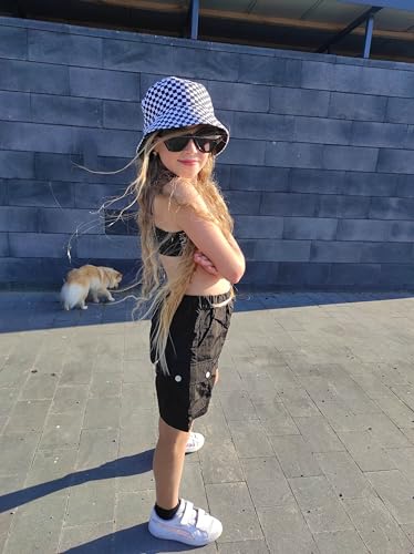 Image of Rolanko Girls Cargo Shorts Lightweight Parachute Short Pants with Pockets Summer Cargo Shorts for Kids Casual Hiking Sports