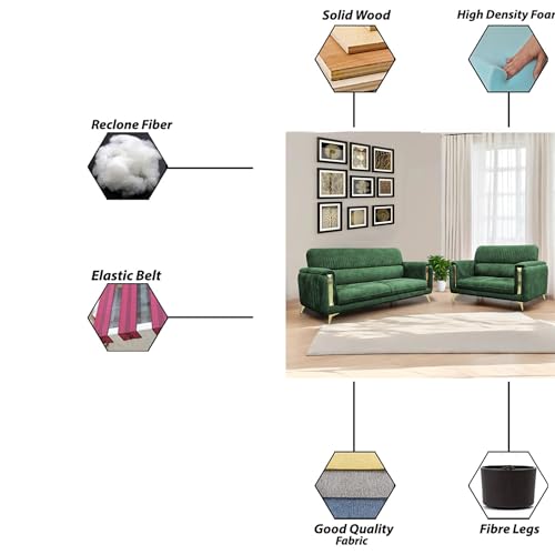 Image of Casaliving Gelio 2 Seater Sofa Set for Living Room Premium Fabric Sofa (Green)