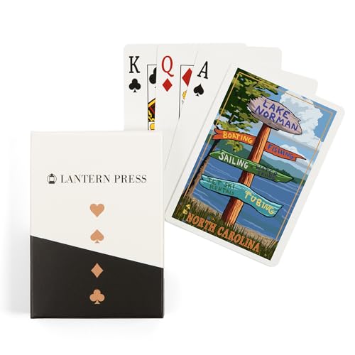 Baraja de cartas Lantern Press Lake Norman, tamaño póker, 52 cartas