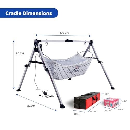 Image of MamaLaps Stainless Steel Automatic Nri Baby Cradles | Ss Folding Autoswing Cradle | Mild Steel Automatic Ghodiyu (Stainless Steel)