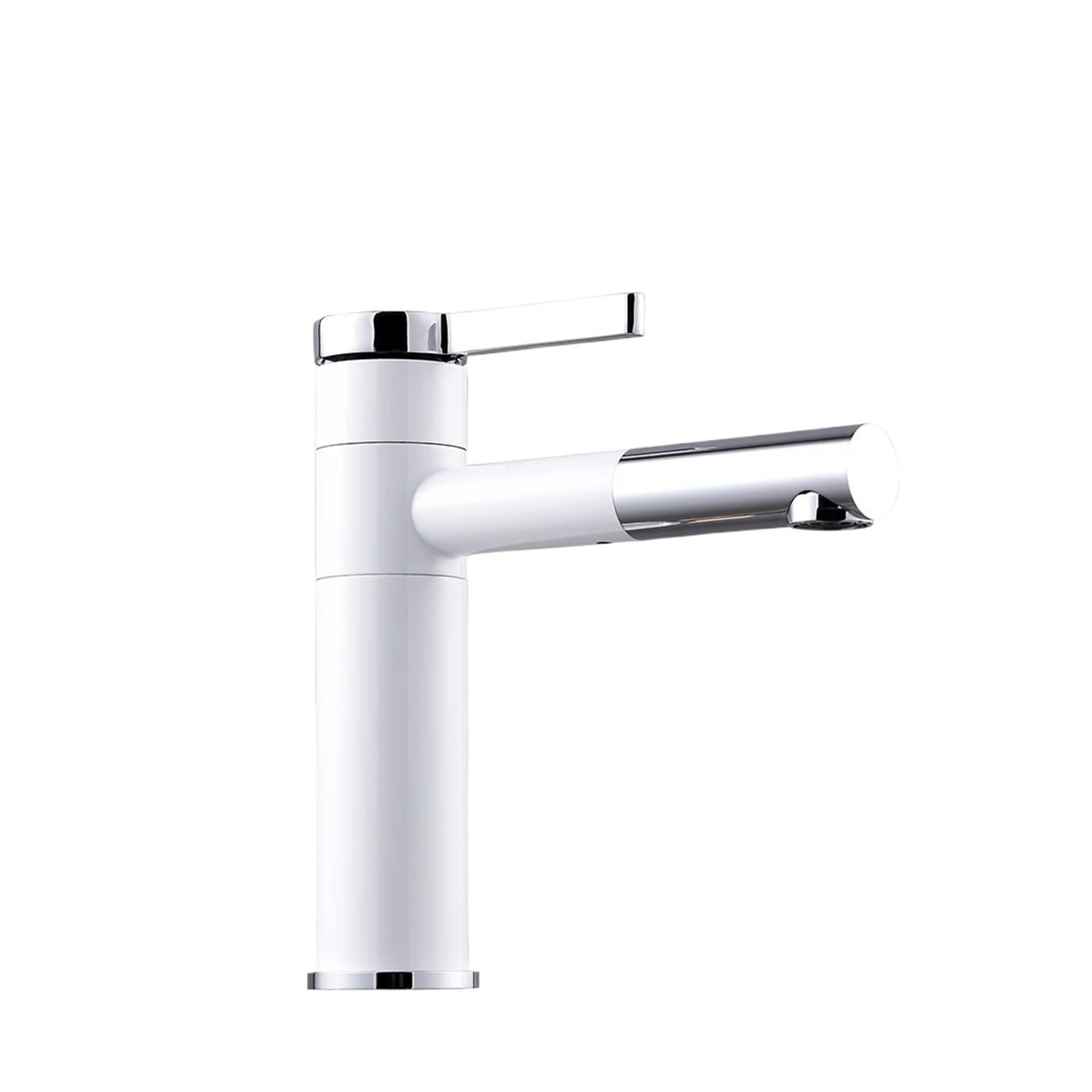 CVFRDD Bathroom Basin White Faucet Swivel Spout Vessel Sink Mixer Taps, Single Handle Deck Mounted Washbasin Faucet Water Taps(White Short)
