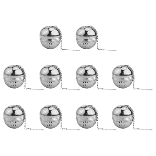 Lot de 10 boules à thé en acier inoxydable avec maille fine et crochet de chaîne, passoires à thé réutilisables pour tasses, tasses, théières, pour la maison, la cuisine, les fêtes