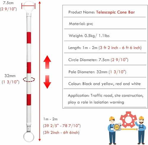 Cônes de route réfléchissants extensibles de 1 à 2m pour sécuriser les intersections - 7