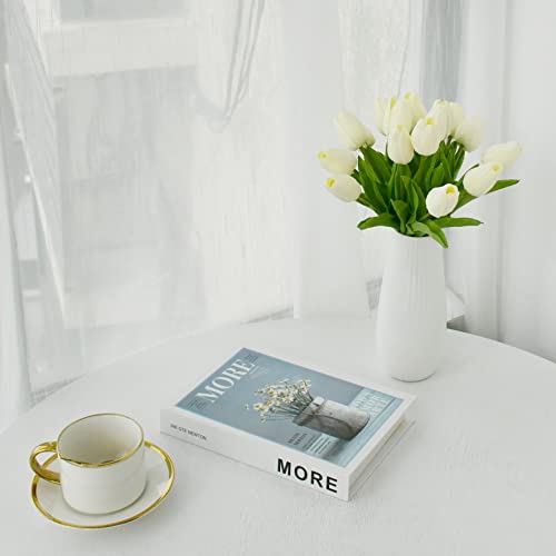 Image of ONLY ART Artificial Cream Tulips 20 Pcs - 13.5 Inch PU Faux Flowers with Bendable Stems for Home Decor, Wedding Centerpieces, DIY Floral Arrangements, New Year and Valentine's Day