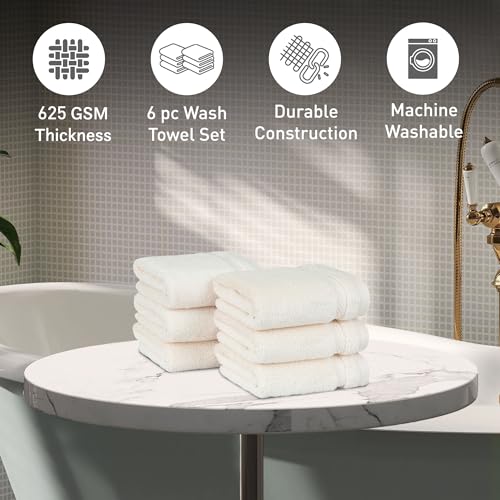 Image of MYTRIDENT Face Towels Set of 6 Cotton | Finesse Collection | 30 cm x 30 cm | Face Towel for Women and Men | 625 GSM, Zero-Twist, Luxuriously Soft, 100% Cotton - Linen