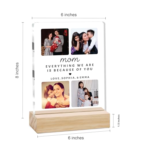 Image of Giftplease Customized Photo Frame With Wooden Stand | Personalised Printed Photo & Text Frame | Gift For Mom | Birthday | Mother's Day | (Transparent, 6x8 Inches, Tabletop) m 10
