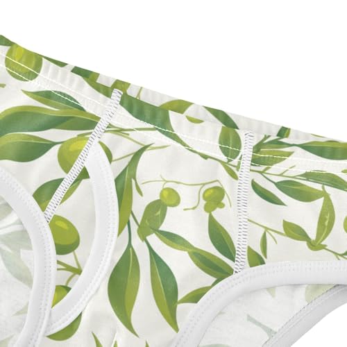 KLL Green Branch Olive Seamless Pattern Toddler Boy Comfort Briefs Cute Undies4