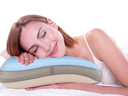TruContour Cooling Gel Pillow with Soft Memory Foam - Includes Fitted Cotton Pillow Case and Storage Case