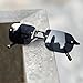 TIANYESY Rimless Rectangle Sunglasses for Women Man Fashion Small Narrow Rectangle Frameless Eyewear Shades 90s Sun Glasses (black)