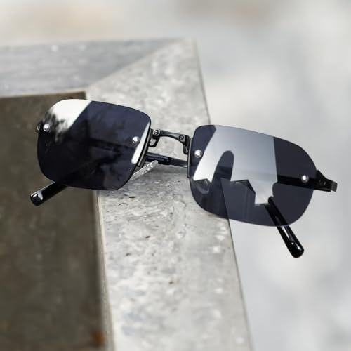 Rimless Rectangle Sunglasses for Women Man Fashion Small Narrow Rectangle Frameless Eyewear Shades 90s Sun Glasses2